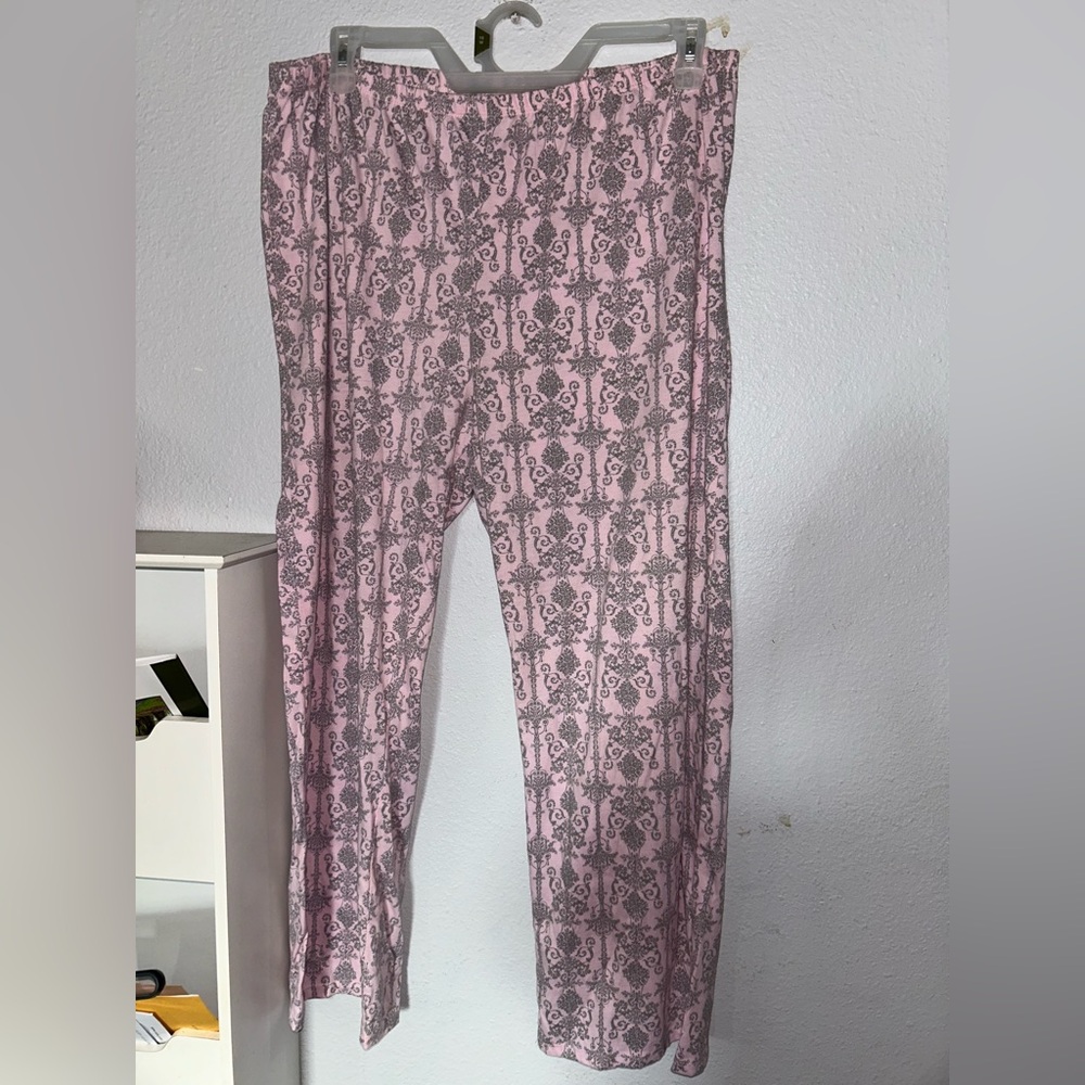 Pink and Gray Patterned pajama Pants